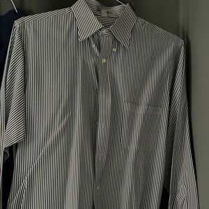 Geoffrey Beene Black and White Dress Shirt with Vertical Stripes